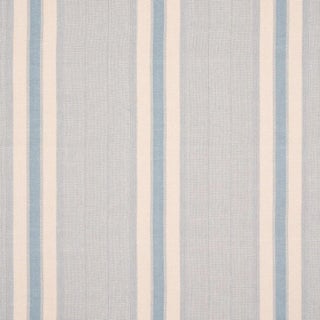 Schumacher Ipala Hand Woven Stripe Fabric in Sky For Sale