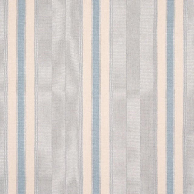 Schumacher Ipala Hand Woven Stripe Fabric in Sky For Sale