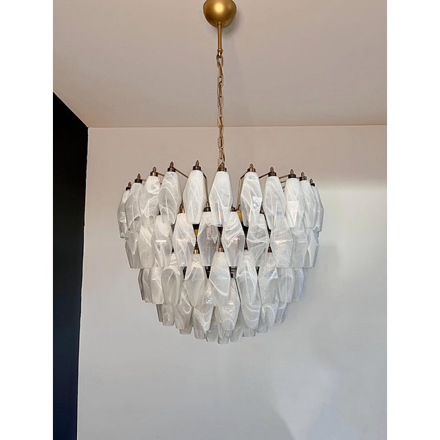 Vintage Murano Glass Candelier in White Alabaster, 1990 For Sale - Image 13 of 18