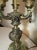 Vintage Ornate Rembrandt Cast Iron Green Onyx Stone 3 Arm Electric Table Lamp For Sale - Image 9 of 11