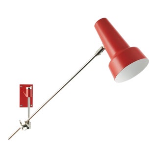1970s Vintage Italian Mid Century Modern Red Enameled Swing Arm Sconce For Sale