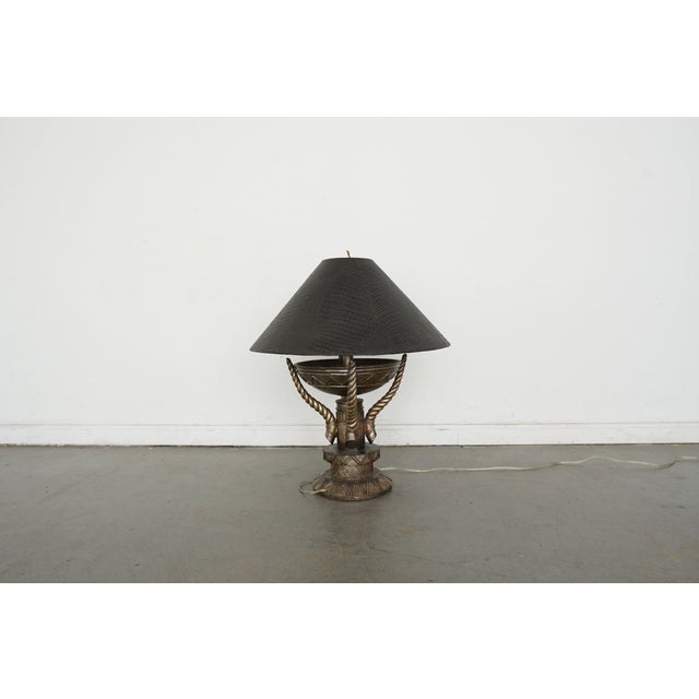 Vintage Mediterranean Leeazanne Bronze Table Lamp For Sale - Image 12 of 13