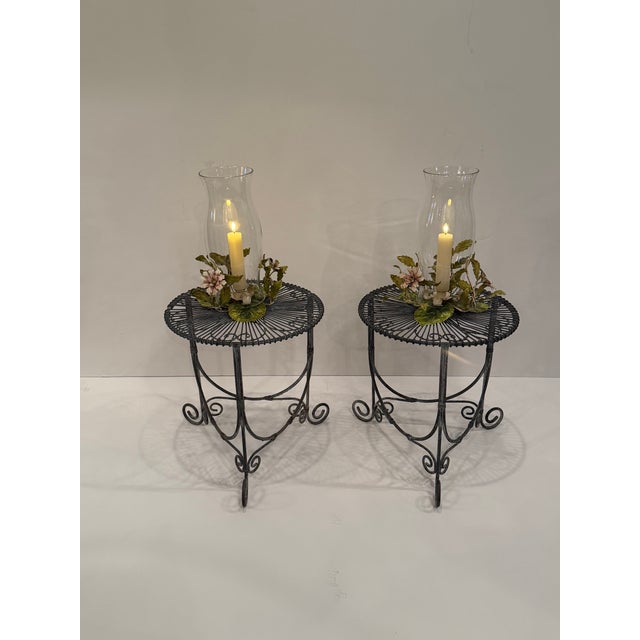 1960s Vintage Round Wire Side Tables -a Pair For Sale - Image 5 of 11