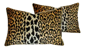 Hollywood Leopard Spot Safari Velvety Cotton Feather/Down Pillows - Pair