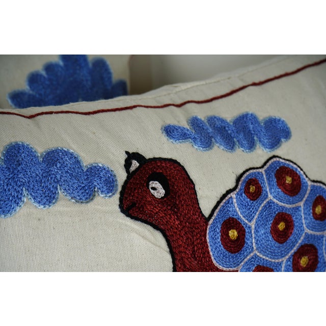 Embroidered Tortoise Pillow Cover - Set of Two For Sale - Image 4 of 6