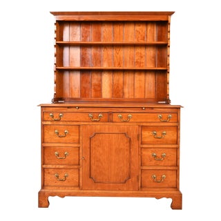 L. & J. G. Stickley Georgian Solid Cherry Wood Sideboard Buffet With Hutch Top, 1955 For Sale