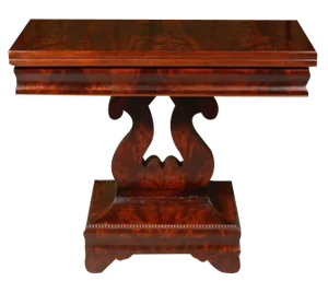 American Mahogany Folding Tea Table by J. Malburg, Philadelphia, 1840s