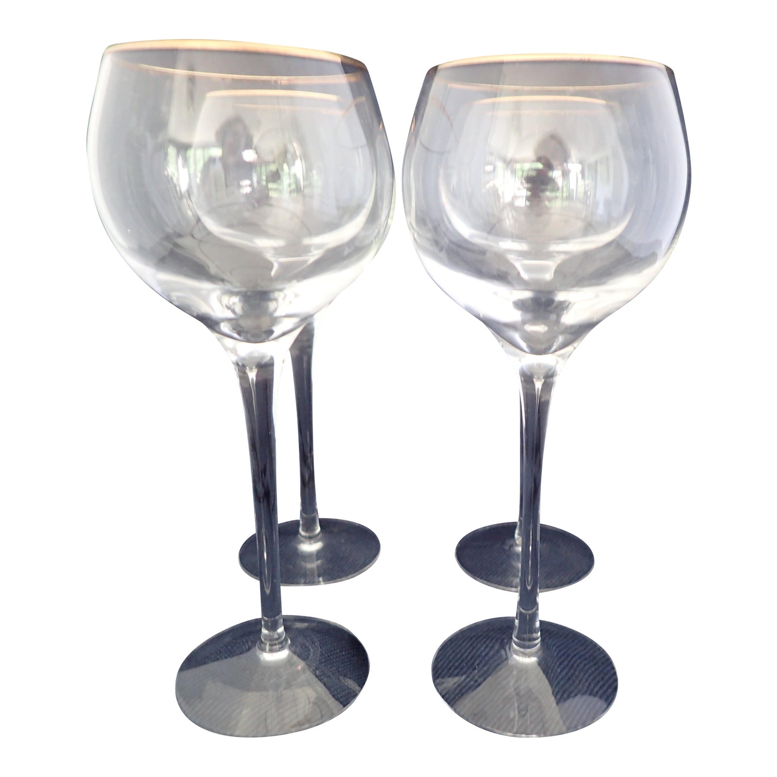 Gold Rimmed Crystal Wine Glasses Set of 4 Chairish