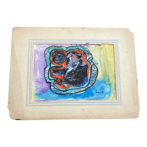 1960’s Original Abstract Expressionist Portrait Painting/ Drawing