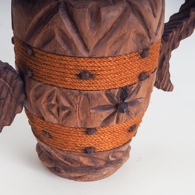 Spanish Brutalist Vases in Wood, 1970s, Set of 2 For Sale - Image 14 of 15