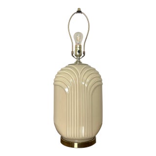 Art Deco Cream Glass Reverse Painted Table Lamp Base For Sale