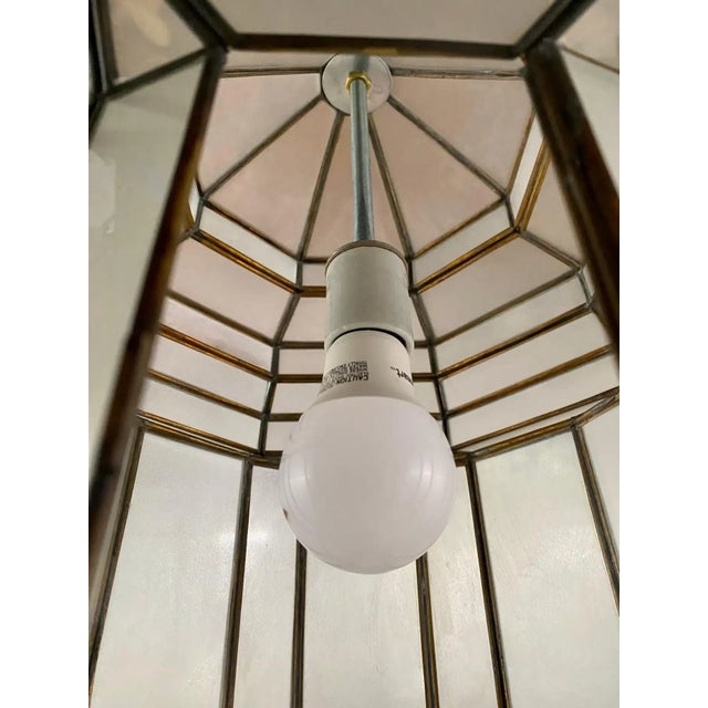 Art Deco Style White Milk Glass Handmade Chandelier, Pendant or Lantern For Sale - Image 11 of 12
