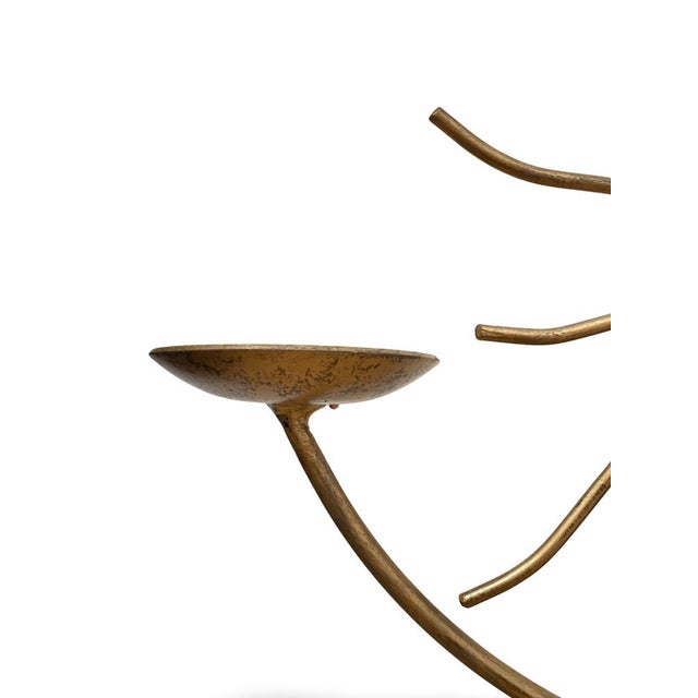Hollywood Regency Gold Metal Candleholder, 1960s For Sale - Image 4 of 10