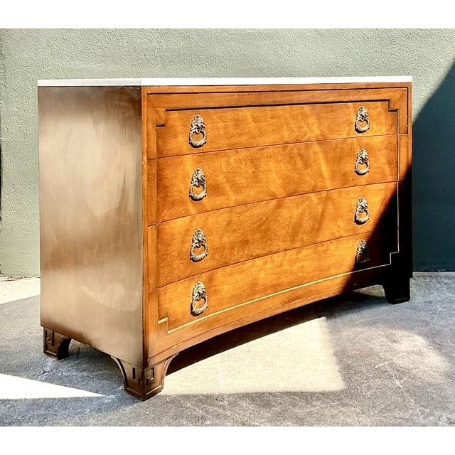 Vintage Neoclassical Marble Topped Concave Chest of Drawers For Sale - Image 4 of 12