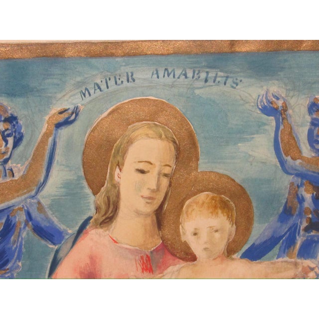 Wood Framed Watercolor “Mater Amabilis” Signed Sotomayor. For Sale - Image 7 of 15