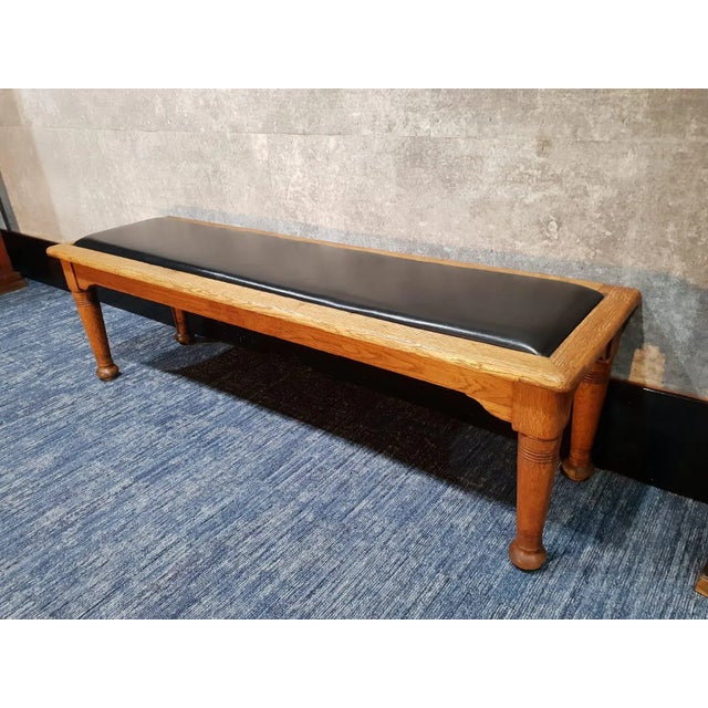 Antique Art Deco Oak Hall Bench For Sale - Image 4 of 11