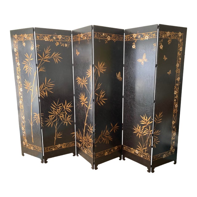 Michael Taylor Chinoiserie Coromandel Large Six Panel Folding Screen For Sale