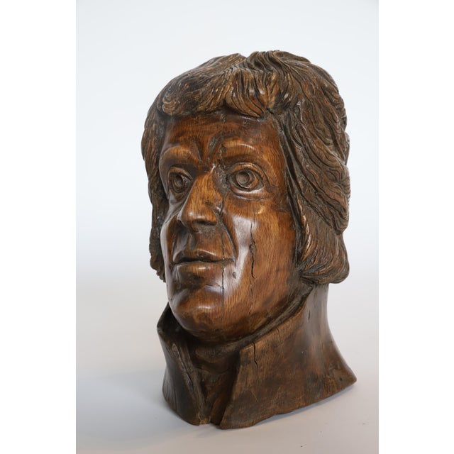 Wood Early 20th Century Hand Carved Wooden Head Scutlpture For Sale - Image 7 of 13