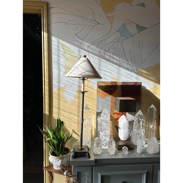 Metal Vintage Modern Brutalist Contemporary Dimmable Buffet Lamp For Sale - Image 7 of 10