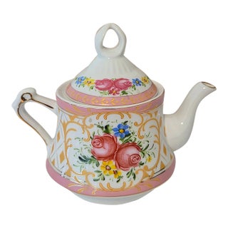 Vintage Rs Royal Scotland Miniature Porcelain Teapot With 24k Gold For Sale