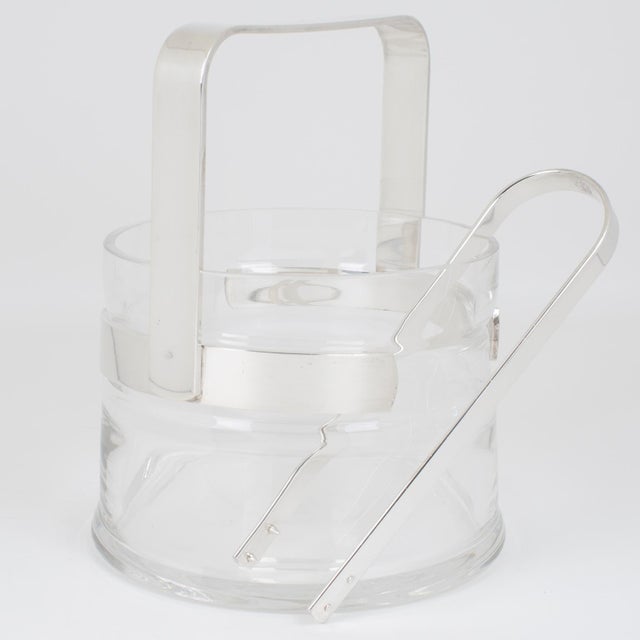 Metal Silver Plate and Crystal Ice Bucket by Pm Italy, Circa 1980 For Sale - Image 7 of 12