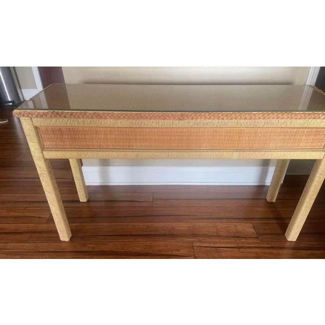 Henry Link Henry Link Wicker Console Table For Sale - Image 4 of 4