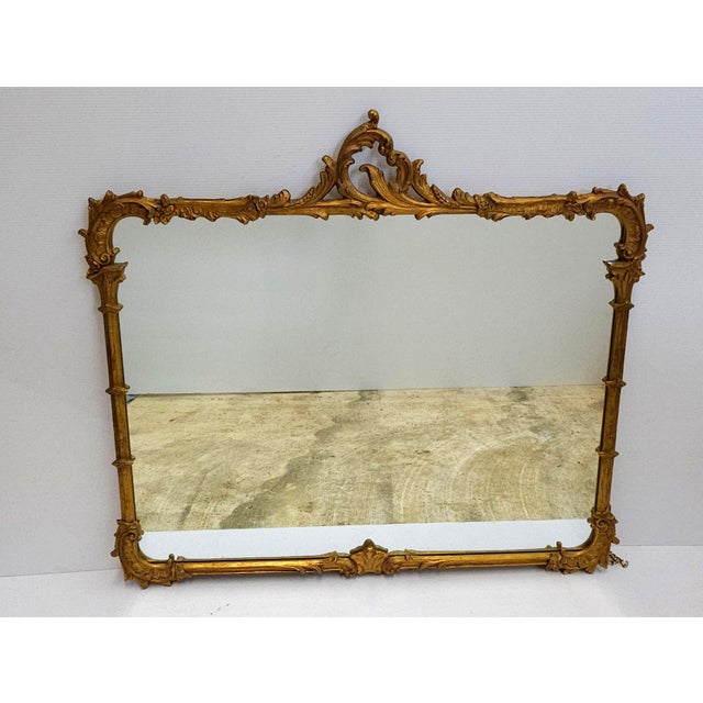 French Louis XIV Style Carved Gilt Foliate Frame Wall Mirror, Circa 1920s For Sale - Image 3 of 12