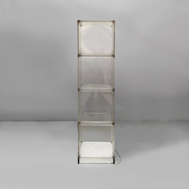 1970s Space Age Italian Bookcase with Lamp in Acrylic Glass and Metal, 1970s For Sale - Image 5 of 15