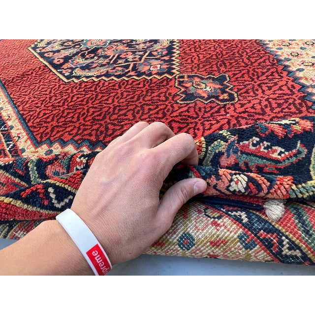 Rust Persian Senneh Herati Medallion Hand-Knotted Wool Rug - 4'2" X 6'7" For Sale - Image 13 of 14