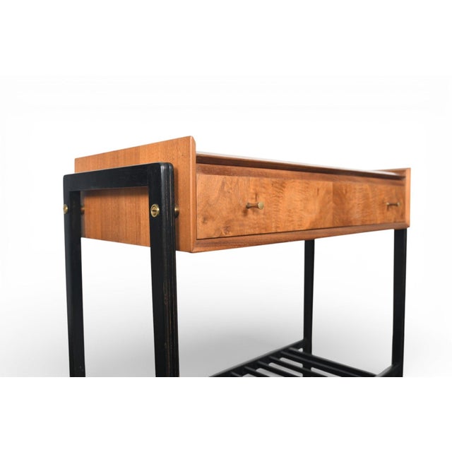 Mid 20th Century Teak + Black Lacquer Console Table With Drawer For Sale - Image 10 of 12