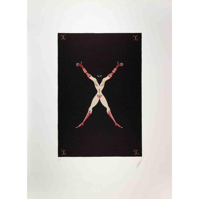 Erté, Nude Letter X, 1976, Lithograph For Sale - Image 4 of 4
