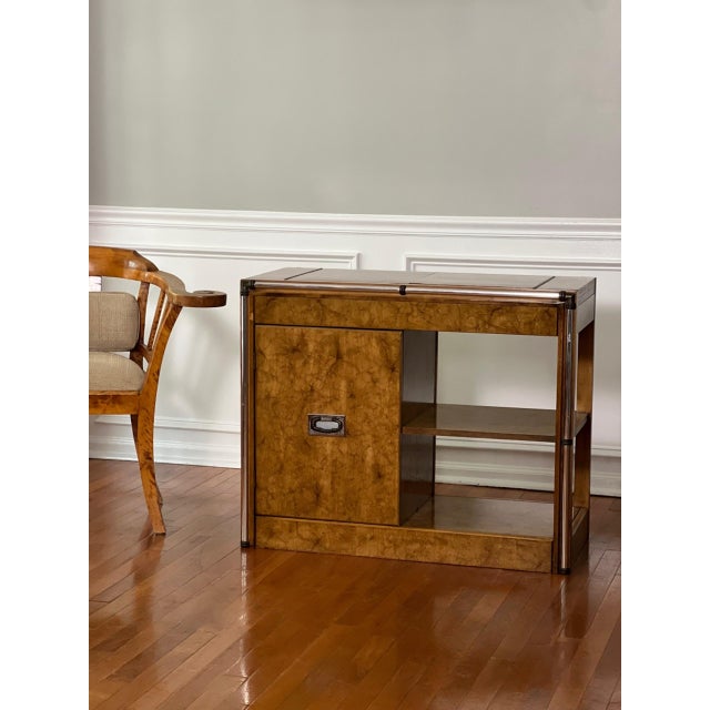 Midcentury Hollywood Regency Expandable Burl Wood Server For Sale - Image 18 of 18