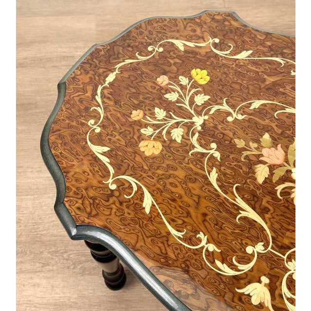 Vintage Italian Rococo Inlaid Fruitwood Cocktail Side Table For Sale - Image 6 of 10