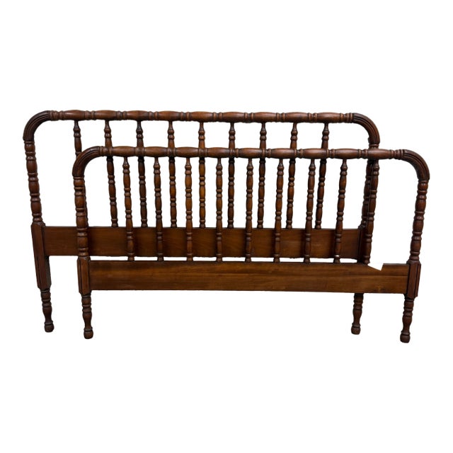 Vintage Full Size Jenny Lind Spindle Bed Spool Headboard and Footboard For Sale