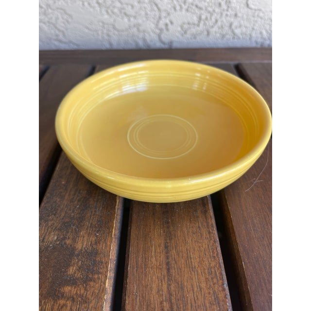 Art Deco Vintage 1937-51 Homer Laughlin Fiesta Fiestaware Yellow Dessert Bowls - Pair For Sale - Image 3 of 5