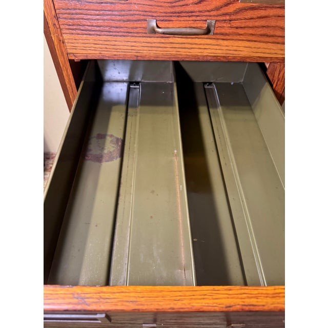 Antique Globe-Wernicke Oak 7-Drawer File Cabinet With u.s. Internal Revenue Service Label For Sale - Image 12 of 12