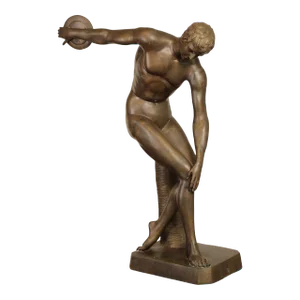 Antique 20th Century Classical Greek 'Discobolus' Life-Size Bronze Statue