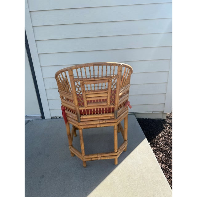 Brighton Pavilion Vintage Brighton Chinoiserie Rattan Bamboo Armchair For Sale - Image 4 of 4
