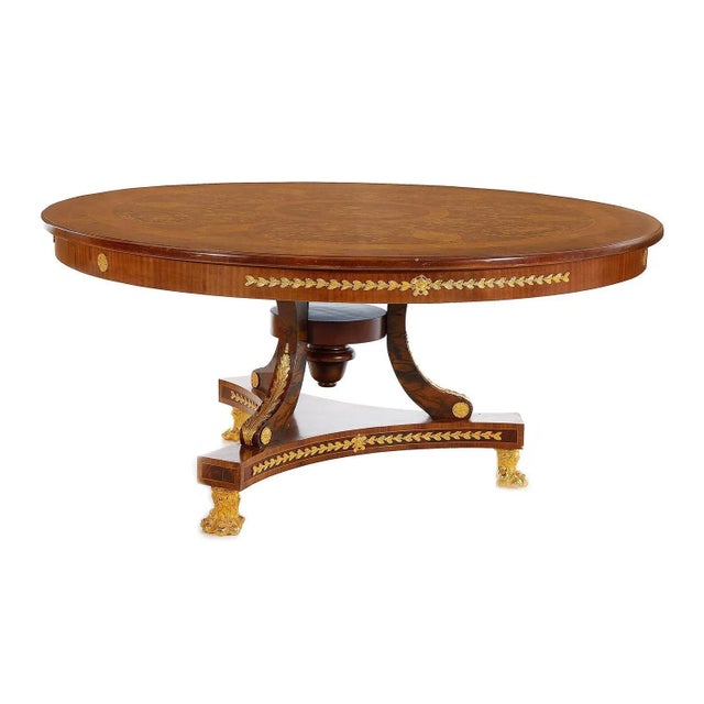 Regency Style Marquetry, Burl and Bronze-Mounted Center Table, 20th Century