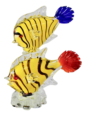 Sommerso Italian Murano Hand Blown Studio Art Glass Double Fish Sculpture