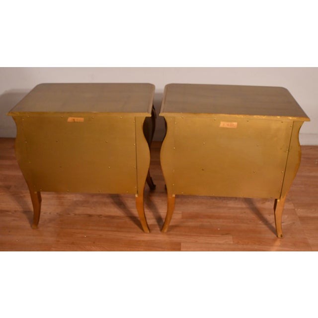 Brown 1940 French Style Gold Leaf Fruit Wood Nightstands Bedside Tables For Sale - Image 8 of 18