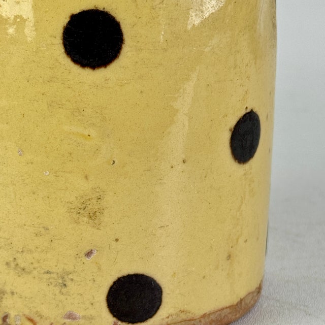 Late 19th Century Antique 19th Century French Hand Painted Polkadot Pitcher in Light Mustard Yellow, 5" H For Sale - Image 5 of 9