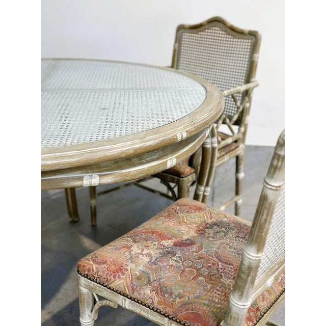 Vintage Dining Set in Faux Bamboo with Fabric, 1980s, Set of 5 For Sale - Image 13 of 16