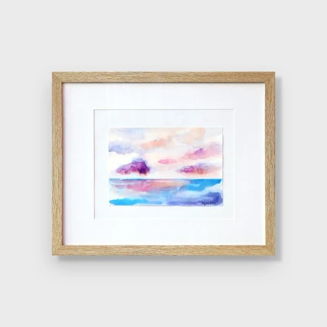 A one of a kind 21.5x17 Abstract Impressionist Watercolor on Paper Seascape Painting executed by artist Stefanie Bales. A...