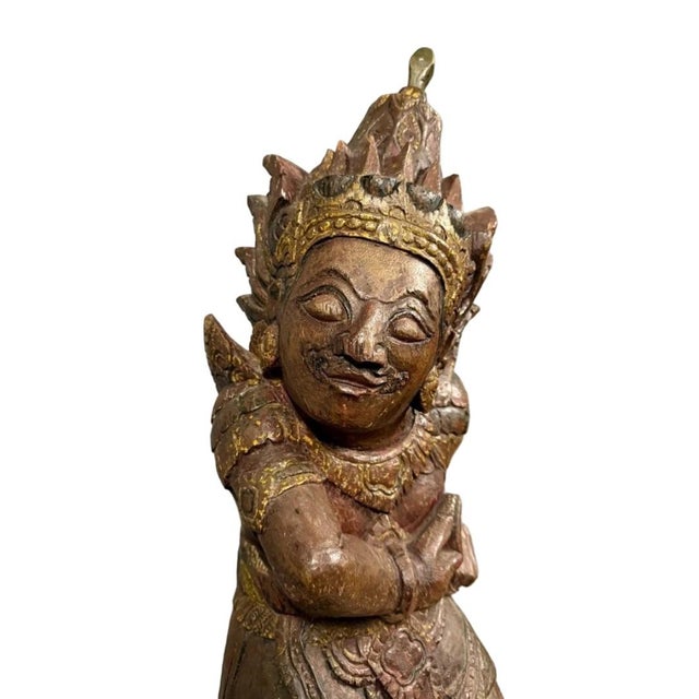 19th Century Carved Wooden Statue Depicting a God, India, 1800s For Sale - Image 6 of 6