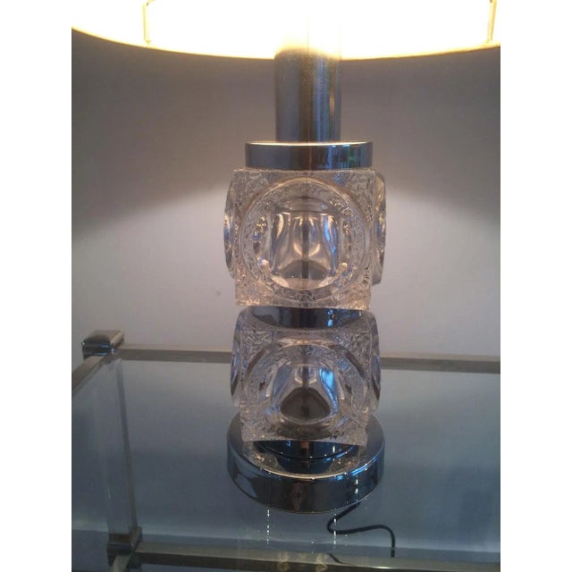 1960s French Glass and Chrome Table Lamps - a Pair For Sale - Image 9 of 13