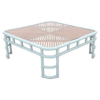 Ice Blue Bamboo Cocktail Table For Sale