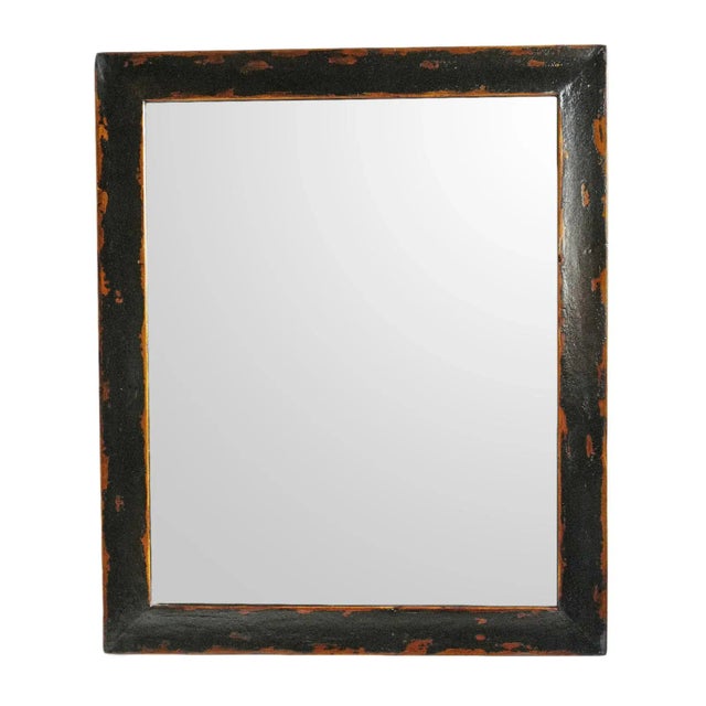 Mid 20th Century Vintage Distressed Black Wood Mirror For Sale - Image 5 of 5