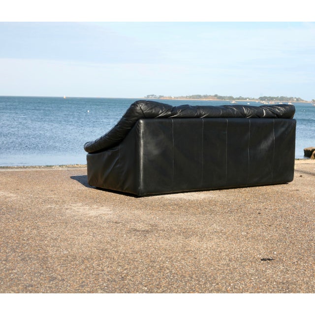 Black Leather Sofa by De Pas, D'Urbino and Lomazzi for Cinna, France, 1980s For Sale - Image 10 of 18