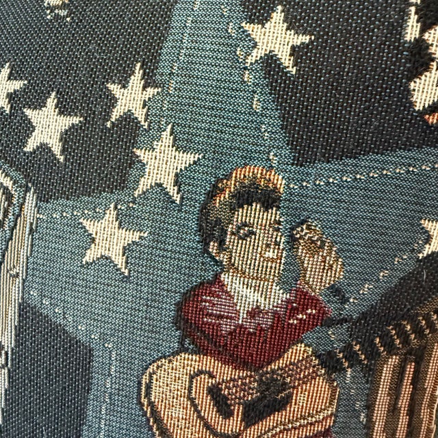 Navy Blue Vintage Rockabilly Retro Music Tapestry Pillows, a Pair For Sale - Image 8 of 9